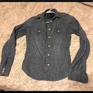 American Eagle Denim Chambray Button up Blouse XS
